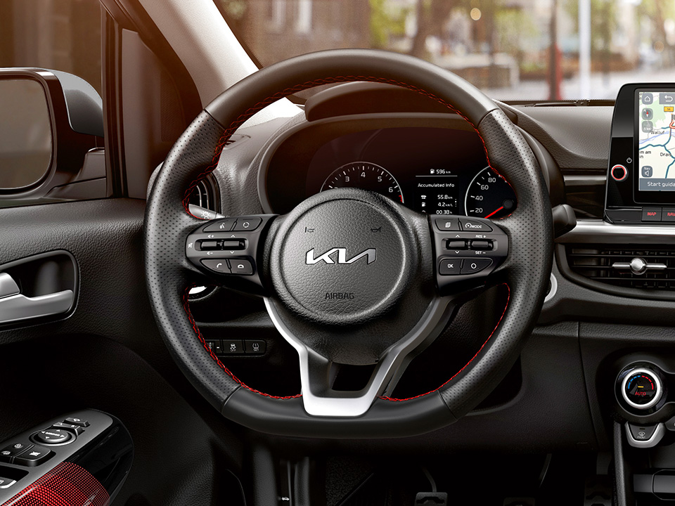 Kia Picanto GT Line d-cut steering wheel with perforated leather
